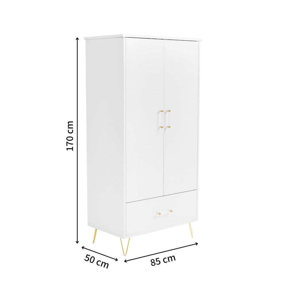 Babymore Kimi Acrylic Nursery Wardrobe with dimensions