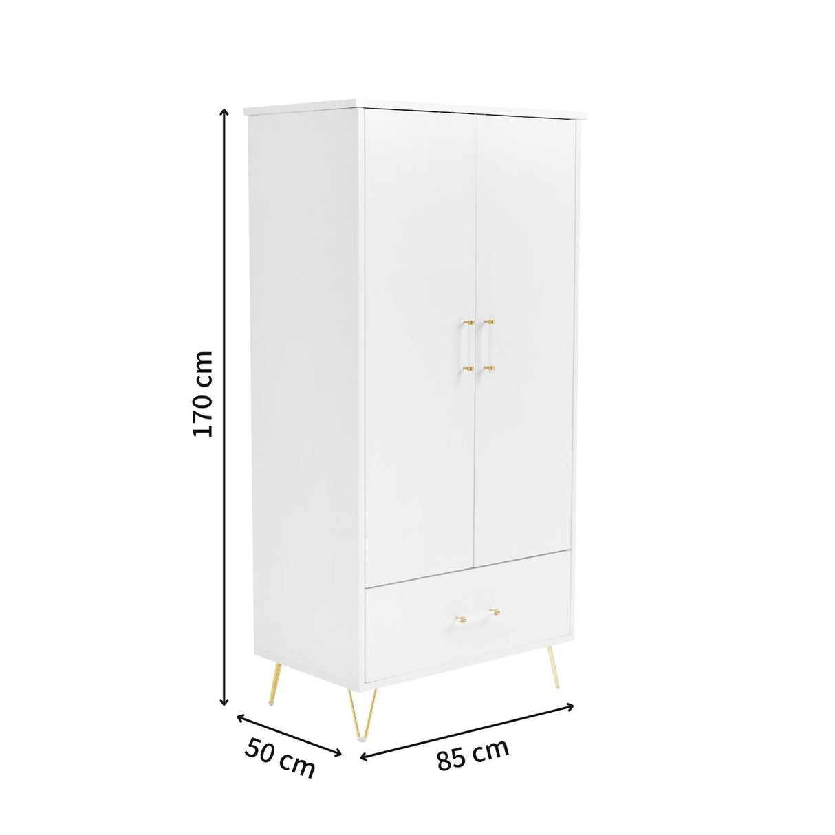 Babymore Kimi Acrylic Nursery Wardrobe with dimensions