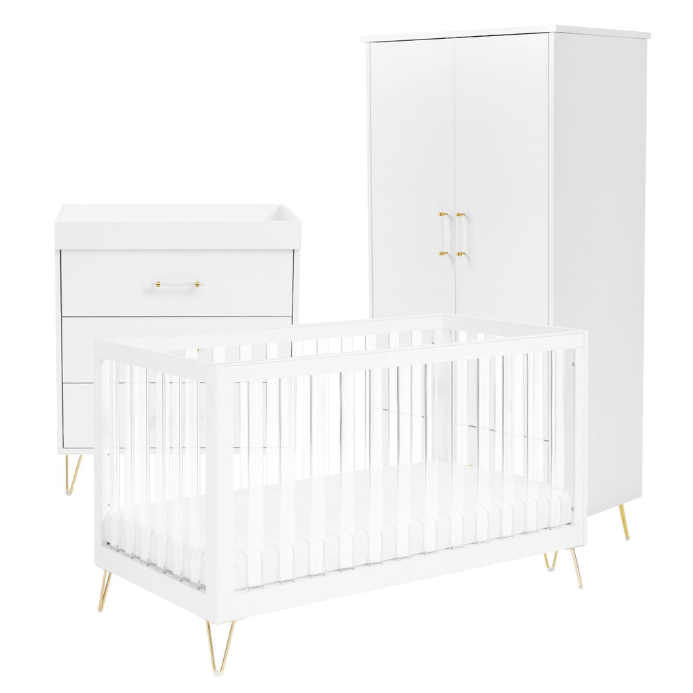 Babymore Kimi XL Acrylic 3-Piece Nursery Room Set against a white background
