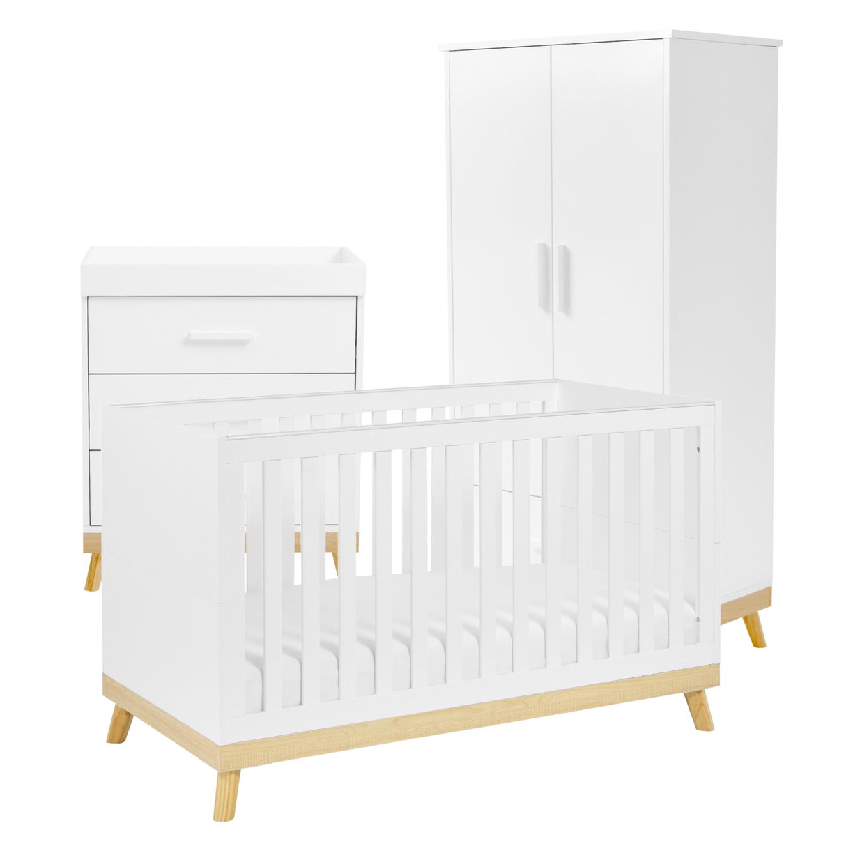 Babymore Mona 3-Piece Nursery Room Set against white background
