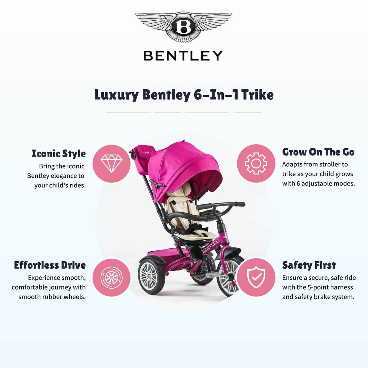 Bentley 6-in-1 Adjustable Trike with FREE Cup Holder