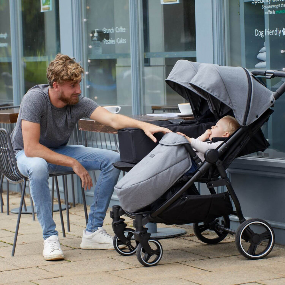 Ickle Bubba Venus Double (Twin & Sibling) Stroller in Grey