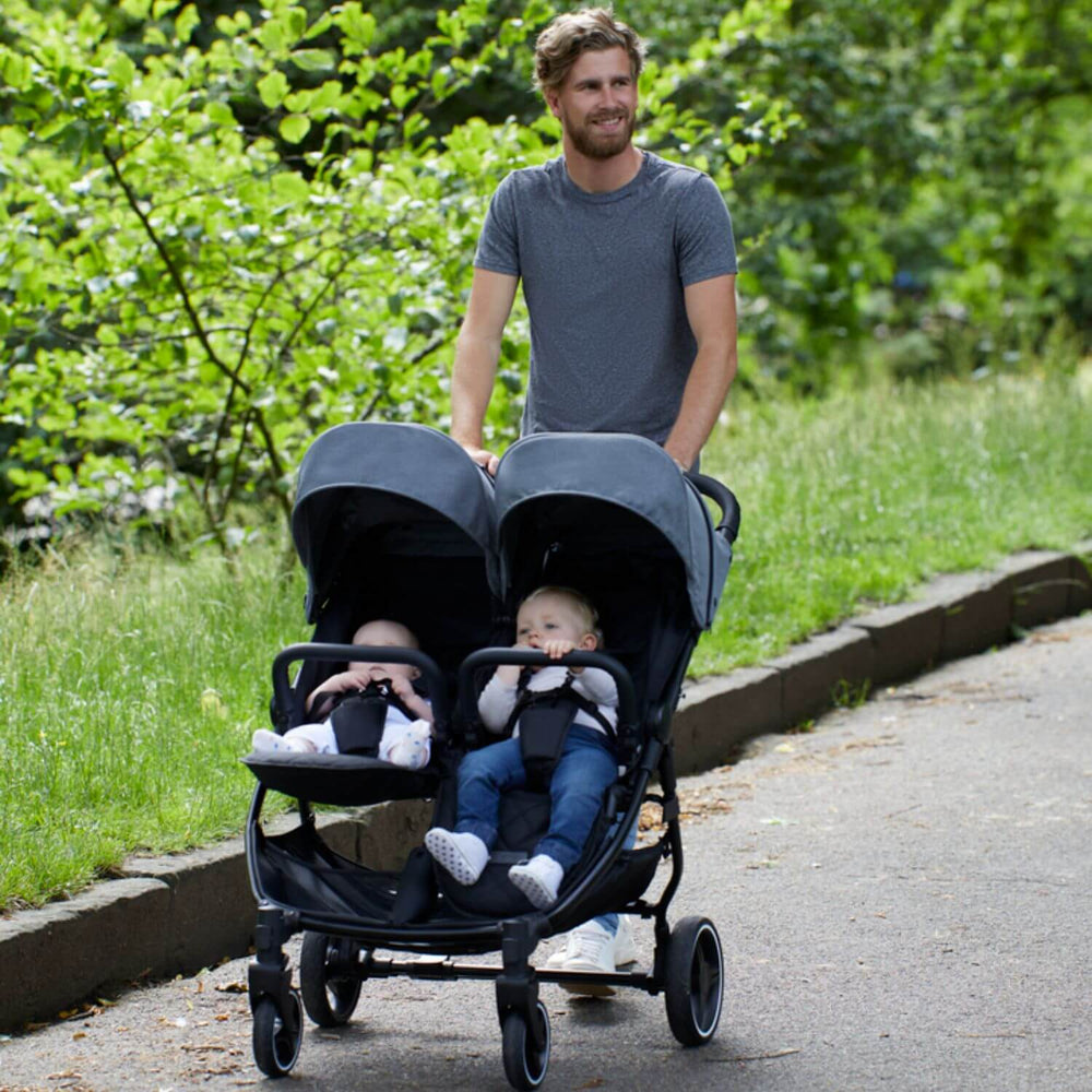 Ickle Bubba Venus Double (Twin & Sibling) Stroller in Grey