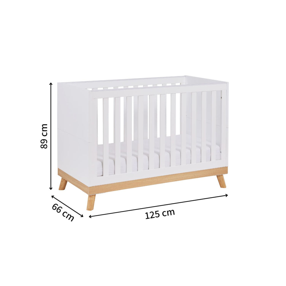 Babymore Mona Mini 2-in-1 Cot Bed with dimensions