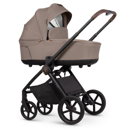 Venicci Claro 3-in-1 Travel System with Tiago Car Seat + ISOFIX Base with carrycot attached in Almond colour