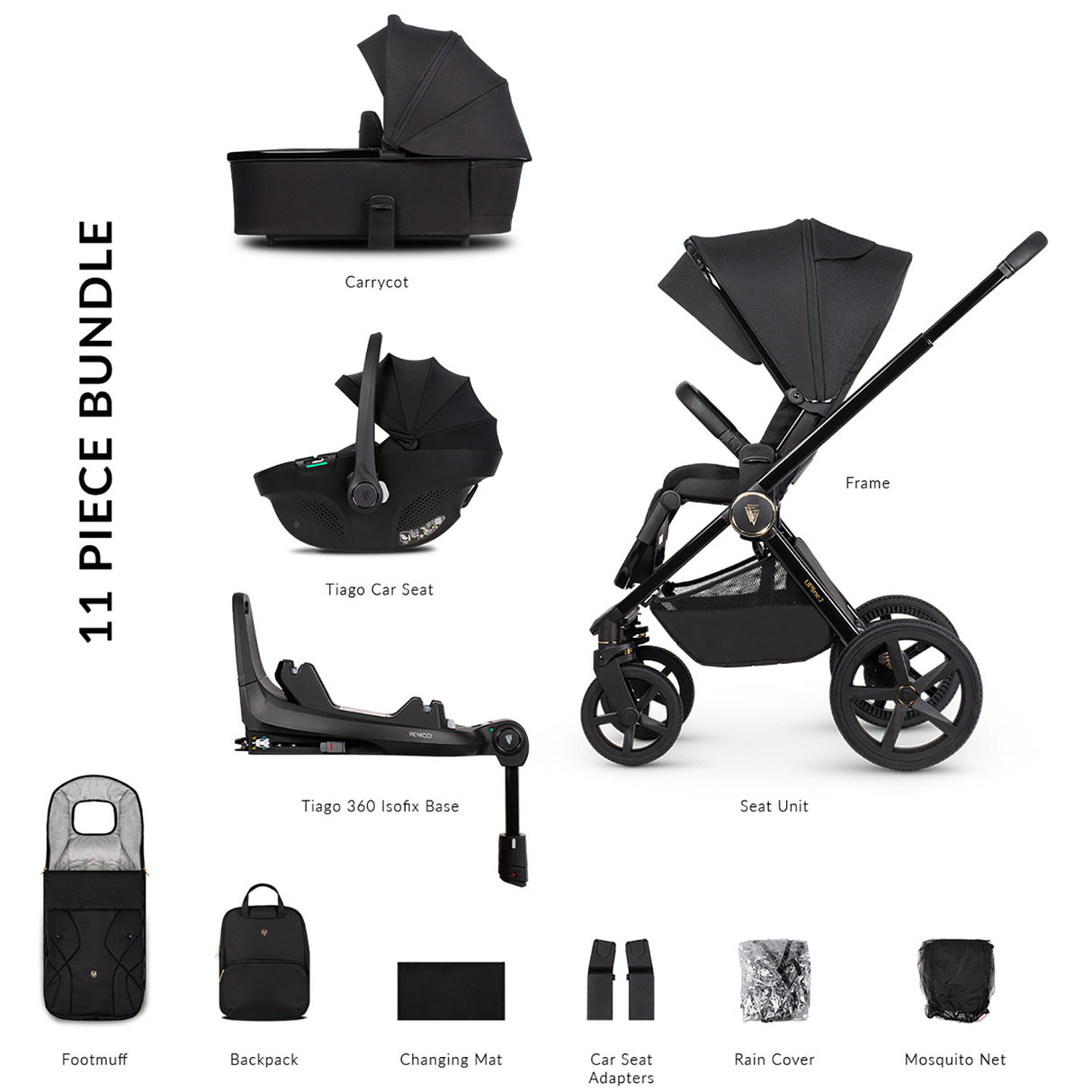 Venicci Upline 2: 3-in-1 Travel System (with Tiago Car Seat + 360° Base)