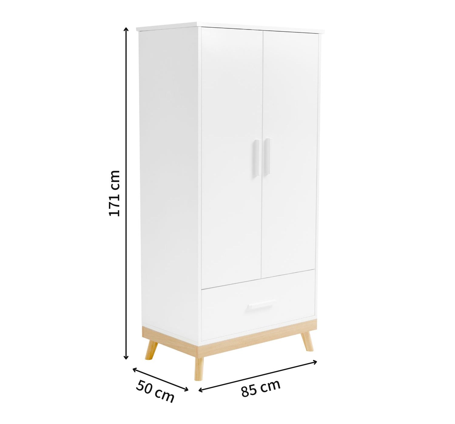 Babymore Mona Nursery Wardrobe in White colour with dimensions