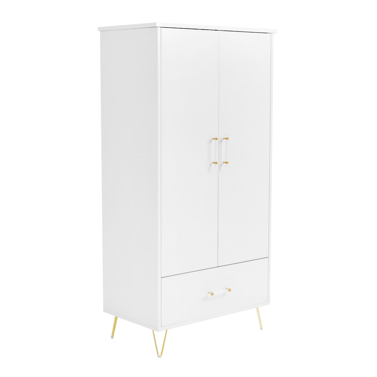 Right angle shot of Babymore Kimi Acrylic Nursery Wardrobe against white background