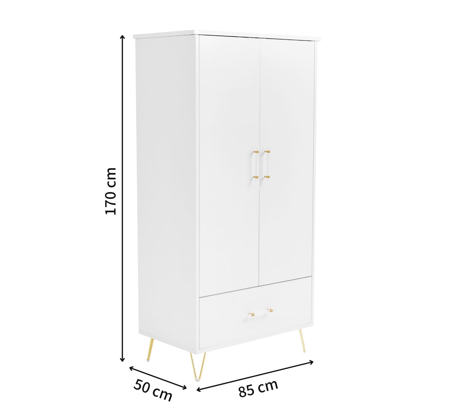 Babymore Kimi Acrylic Nursery Wardrobe in White colour with dimensions