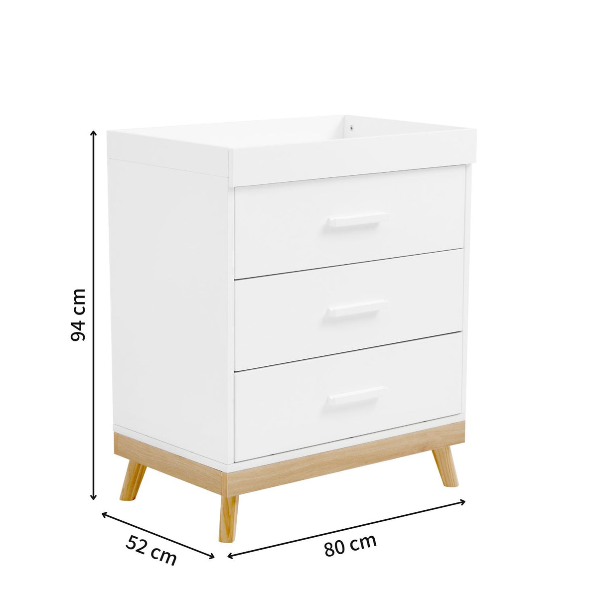 Babymore Mona Nursery Chest Changer with dimensions