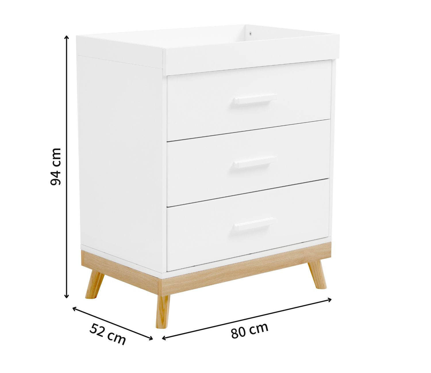Babymore Mona Nursery Chest Changer in White colour with dimensions