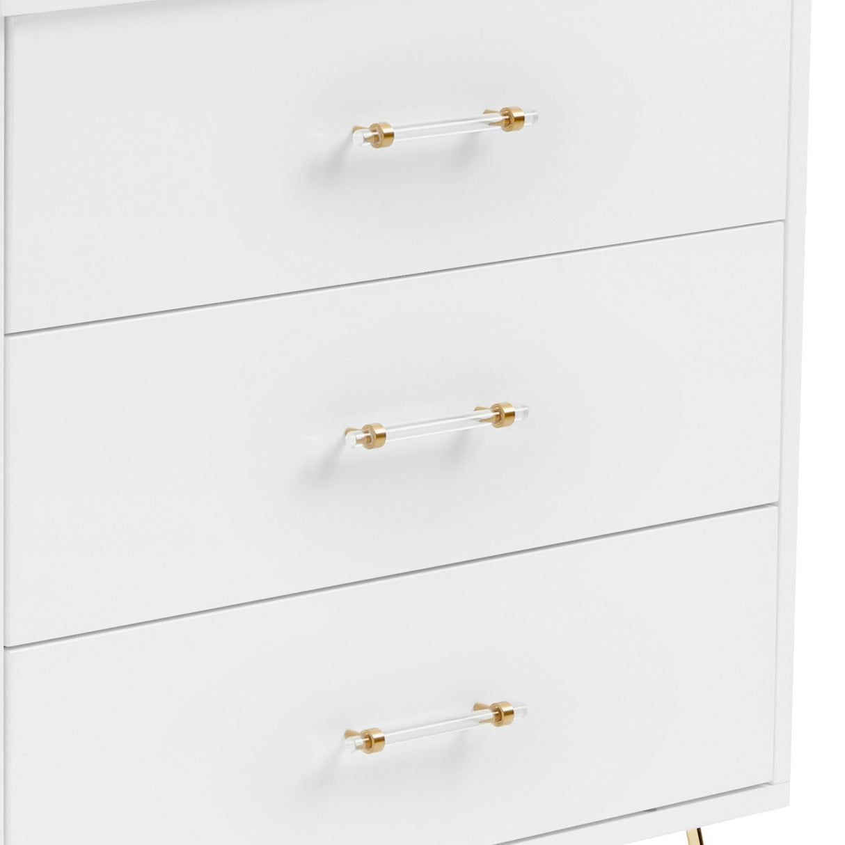 Close-up of drawers with acrylic handles in Babymore Kimi Acrylic Nursery Chest Changer