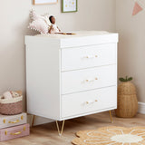 Right angle view of Babymore Kimi Acrylic Nursery Chest Changer