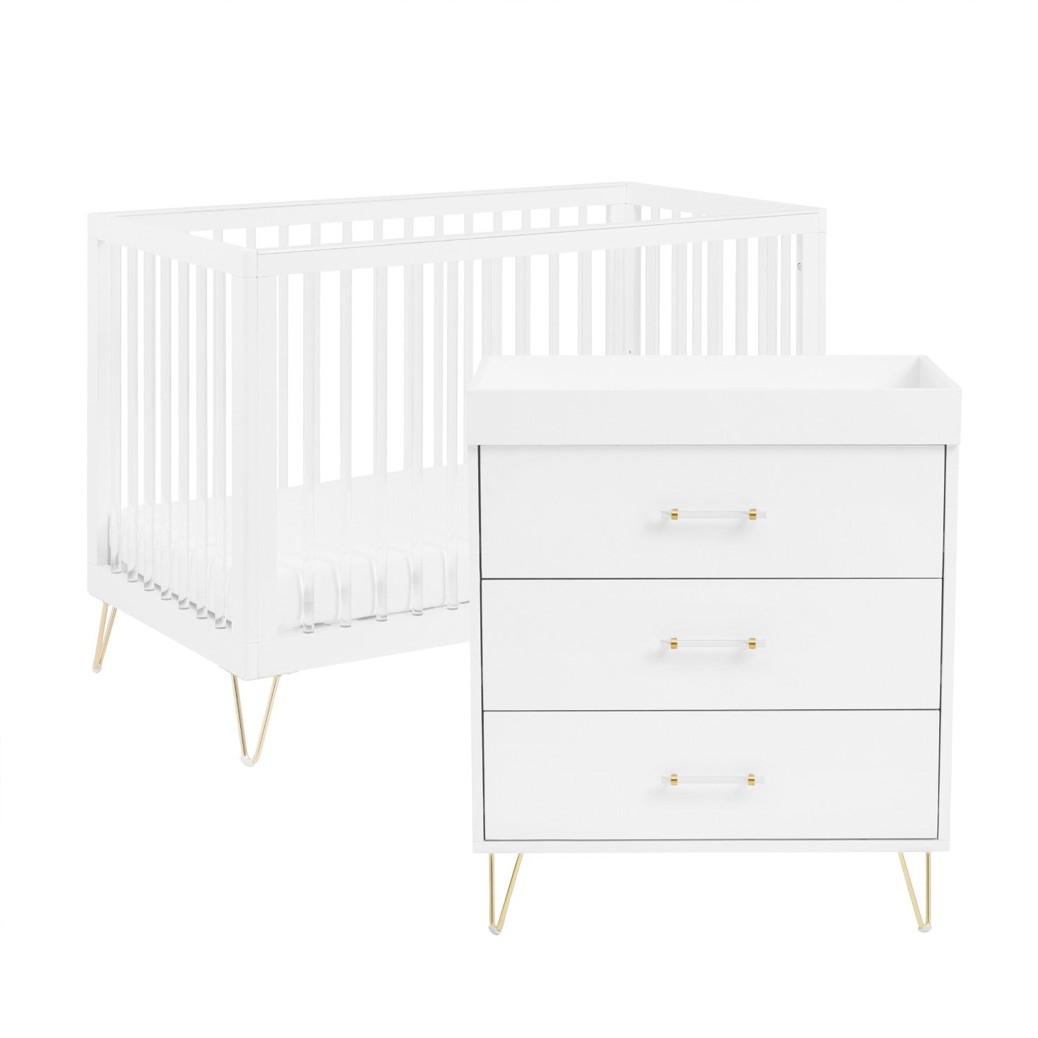 Babymore Kimi Acrylic Cot Bed with Kimi Chest Changer