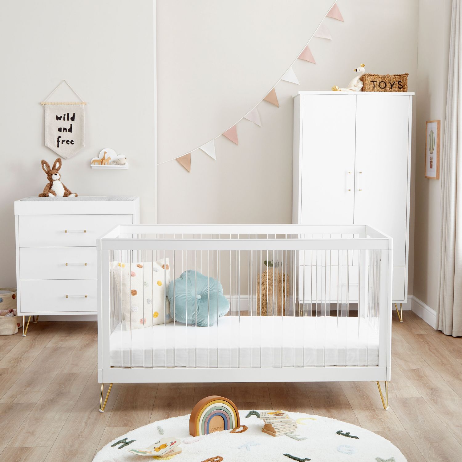 Babymore Kimi XL Acrylic 3-Piece Nursery Room Set