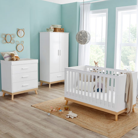 Angled photo of Babymore Mona 3-Piece Nursery Room Set in a nursery
