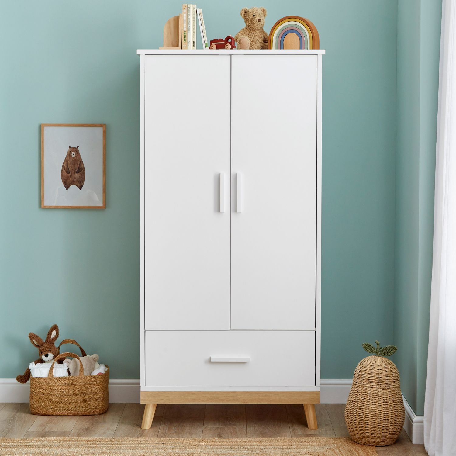 Babymore Mona Nursery Wardrobe in White colour