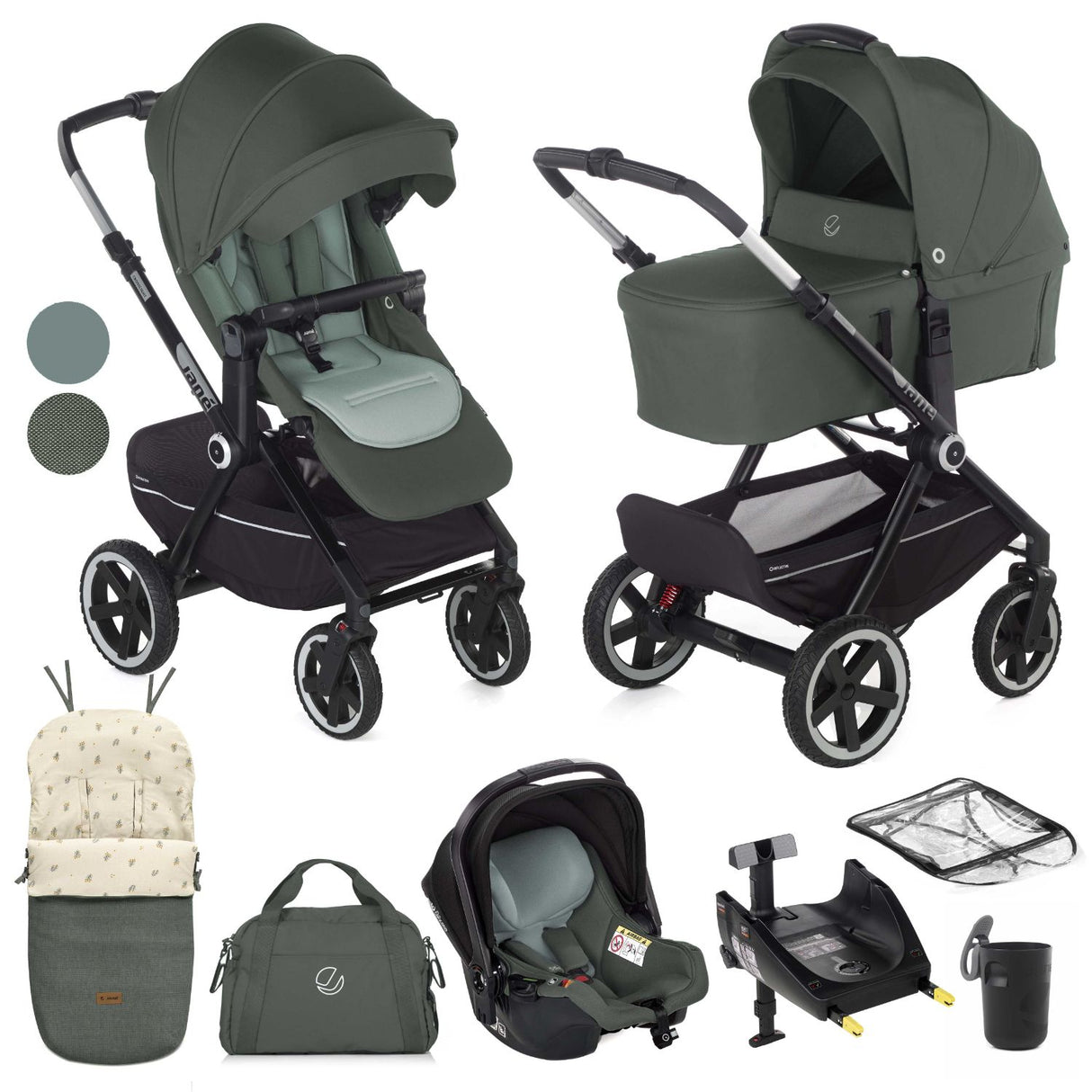 Jané Crosslight-3 + Koos iSize 3-in-1 Travel System (10 piece bundle)