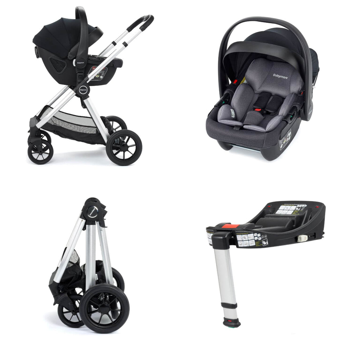 Babymore MeMore V2 Travel System + Coco iSize Car Seat + ISOFIX Base