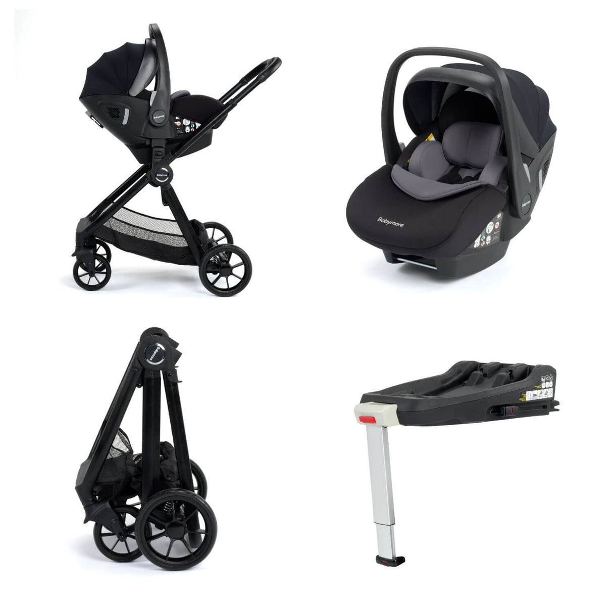 Babymore Mimi Travel System + Pecan Car Seat + ISOFIX Base