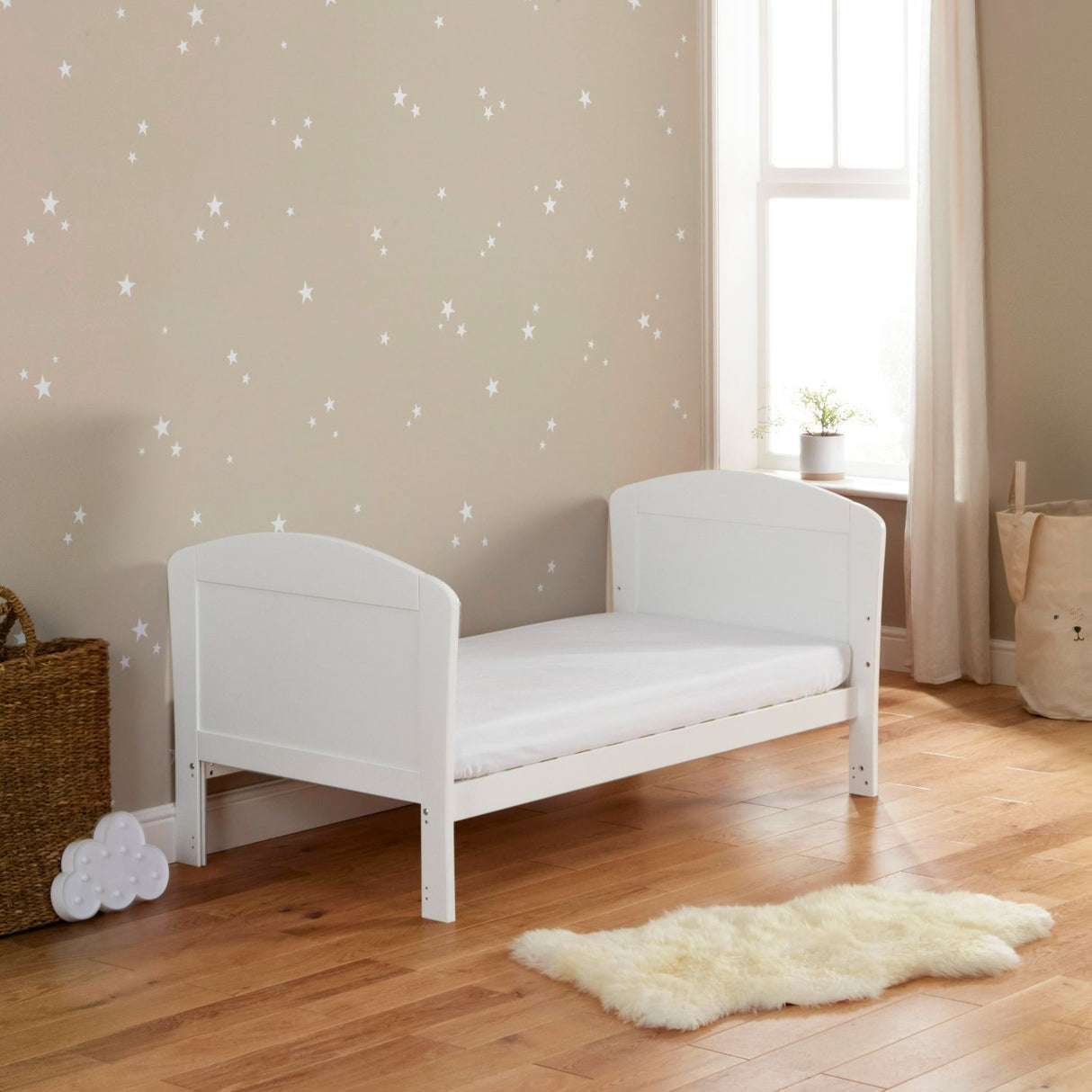 Babymore Solid Wood Aston 2-in-1 Drop Side Cot Bed (0-5yrs)