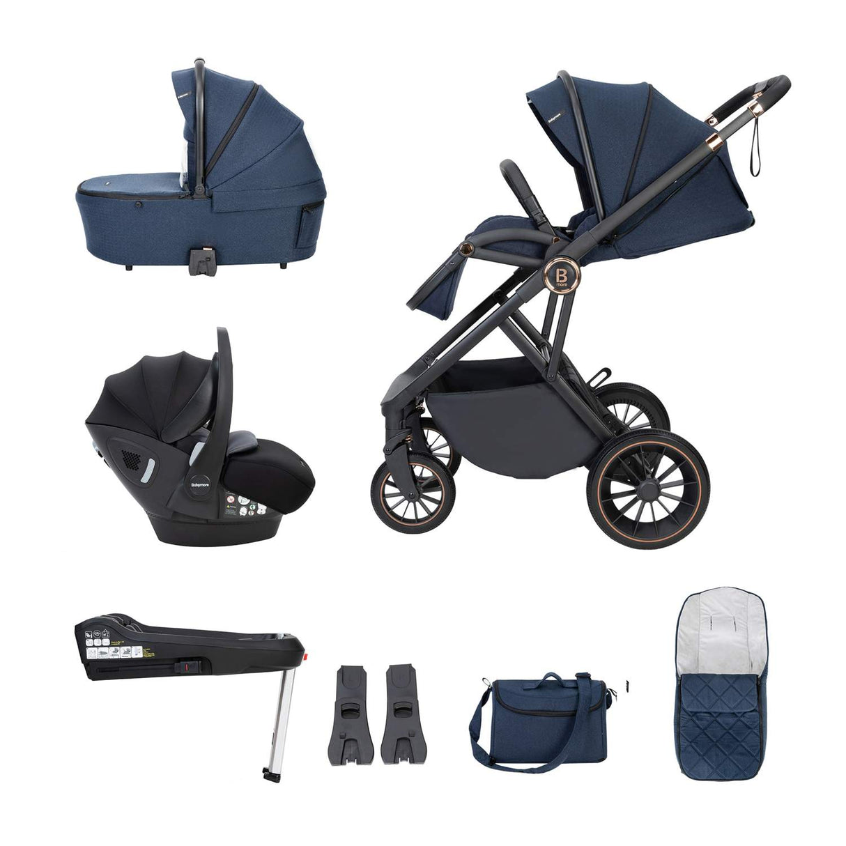 Babymore Chia 3-in-1 Travel System - Pecan Car Seat + ISOFIX Base