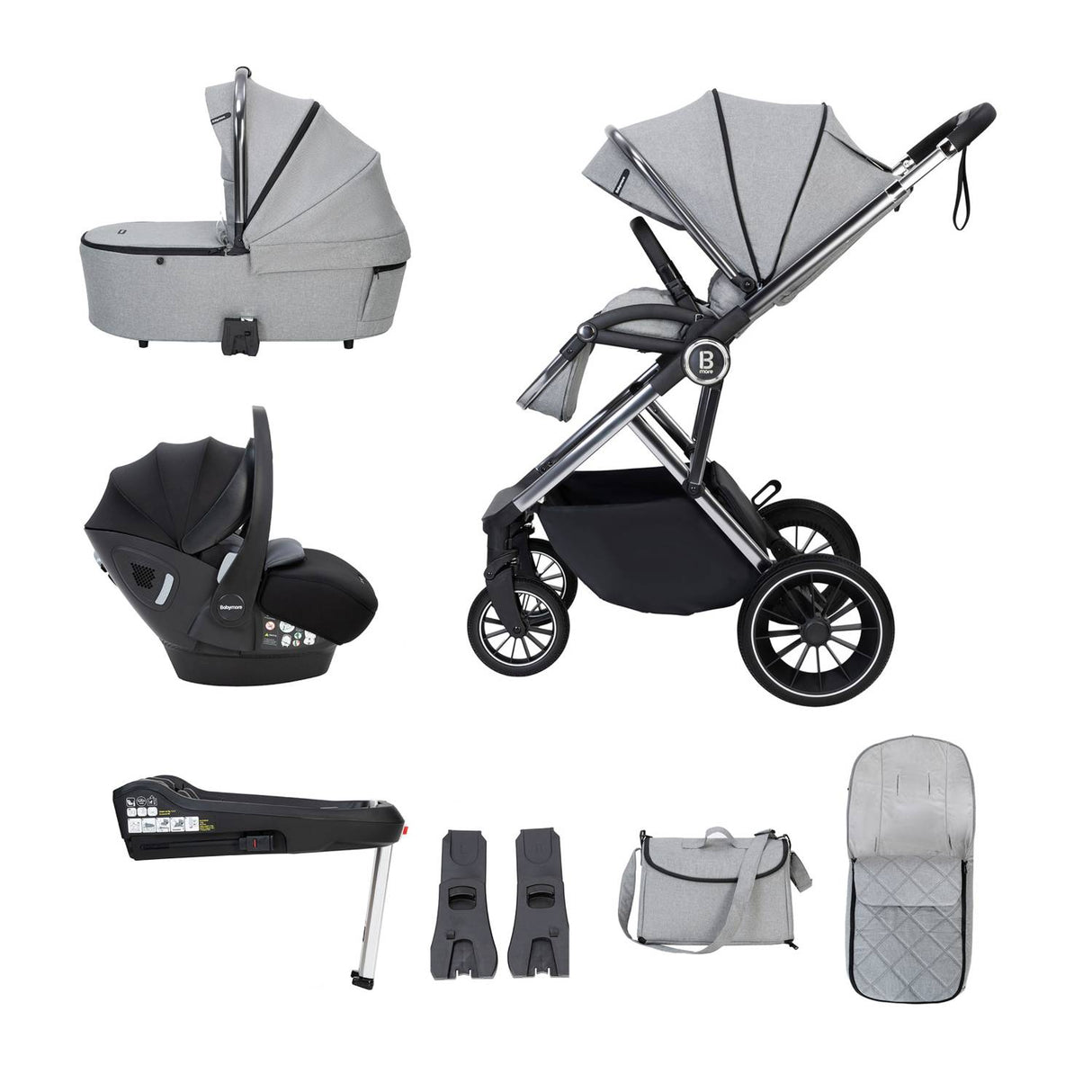Babymore Chia 3-in-1 Travel System - Pecan Car Seat + ISOFIX Base
