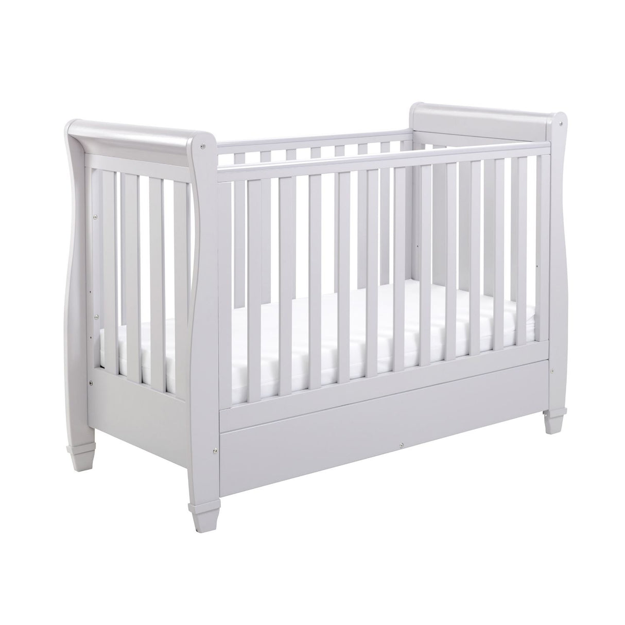 Babymore 2-in-1 Eva Sleigh Drop Side Cot Bed With Drawer Storage (0-4yrs)