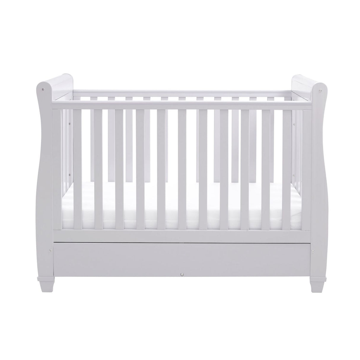 Babymore 2-in-1 Eva Sleigh Drop Side Cot Bed With Drawer Storage (0-4yrs)
