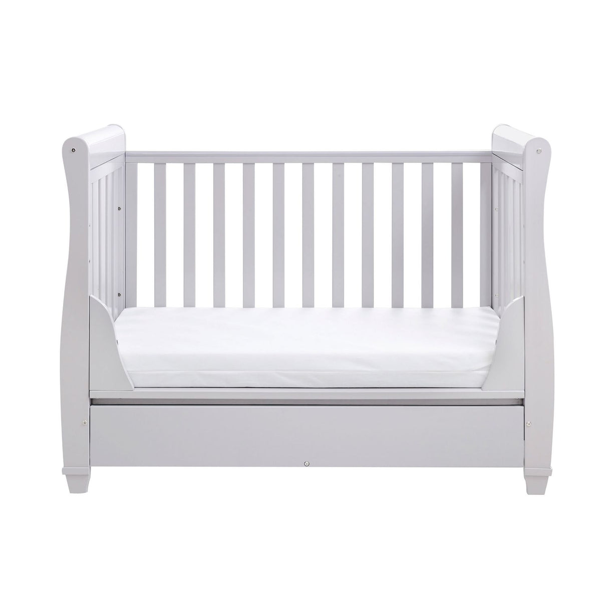 Babymore 2-in-1 Eva Sleigh Drop Side Cot Bed With Drawer Storage (0-4yrs)