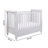 Babymore 2-in-1 Eva Sleigh Drop Side Cot Bed With Drawer Storage (0-4yrs)