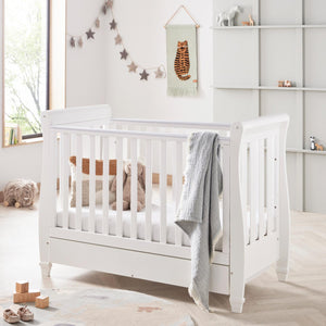 Babymore 2-in-1 Eva Sleigh Drop Side Cot Bed With Drawer Storage (0-4yrs)