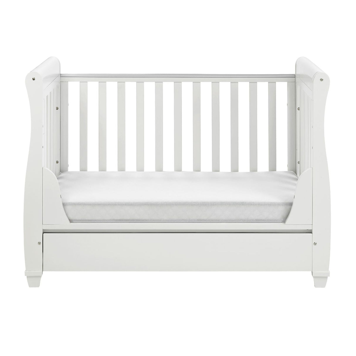 Babymore 2-in-1 Eva Sleigh Drop Side Cot Bed With Drawer Storage (0-4yrs)