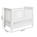 Babymore 2-in-1 Eva Sleigh Drop Side Cot Bed With Drawer Storage (0-4yrs)