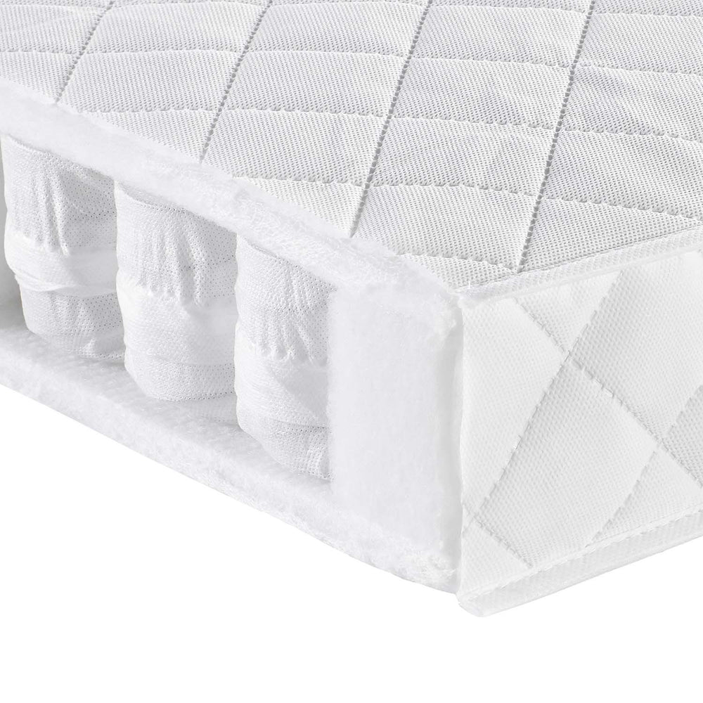 corner shot of Babymore Pocket Sprung Cot Mattress in 120 x 60cm size