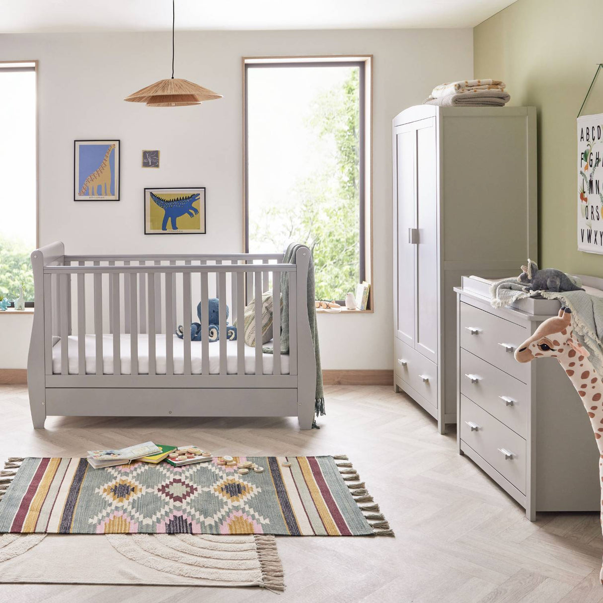 Babymore Stella Sleigh 3-Piece Nursery Room Set