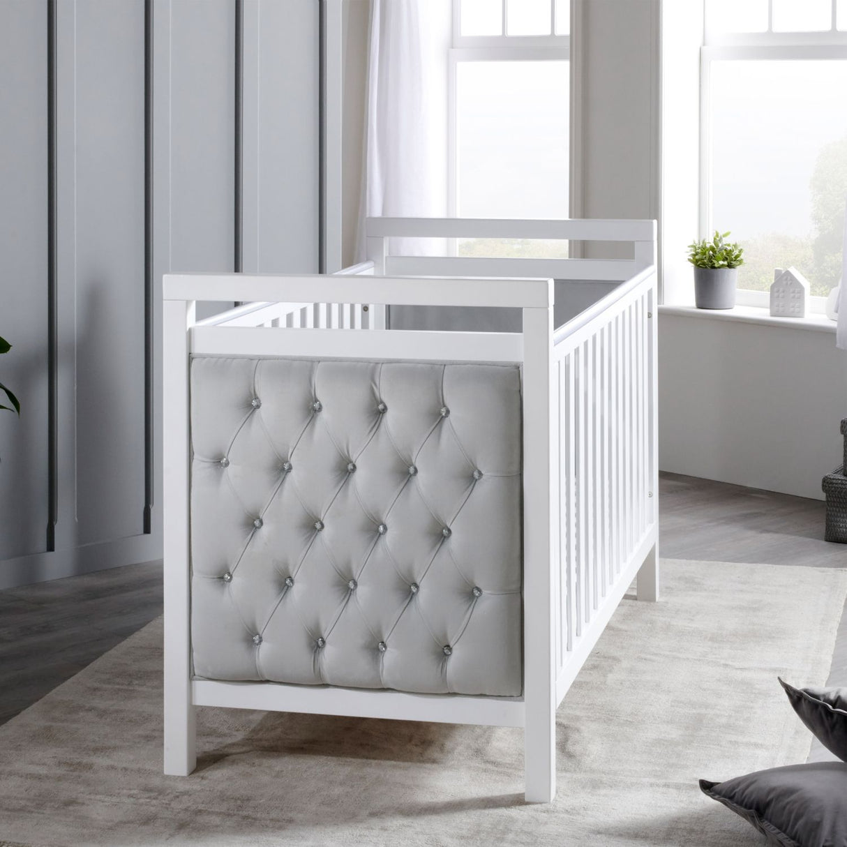 Babymore Luxury Velvet Deluxe Cot Bed - Soft Touch - Cushioned - Water-Resistant - Award Winning (0-5yrs)