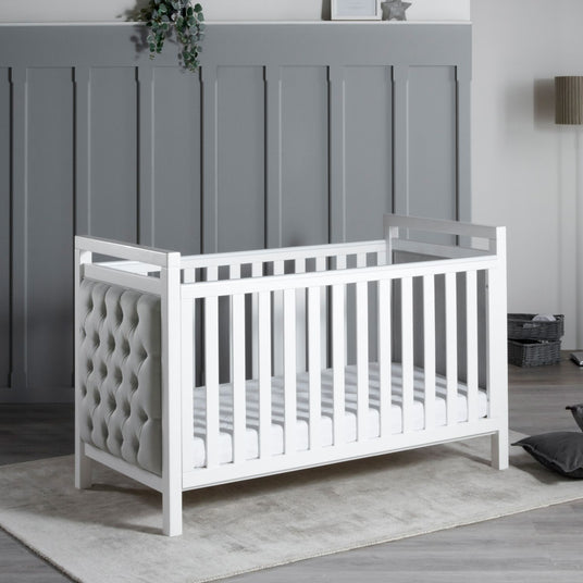 Babymore Luxury Velvet Deluxe Cot Bed - Soft Touch - Cushioned - Water-Resistant - Award Winning (0-5yrs)