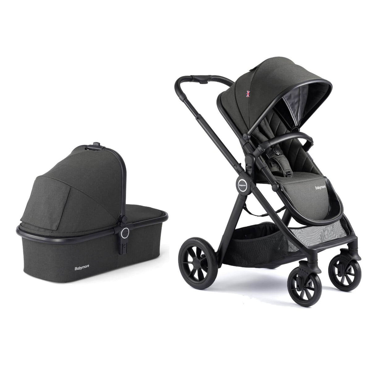 Babymore MeMore V2 Travel System + Pecan iSize Car Seat + ISOFIX Base