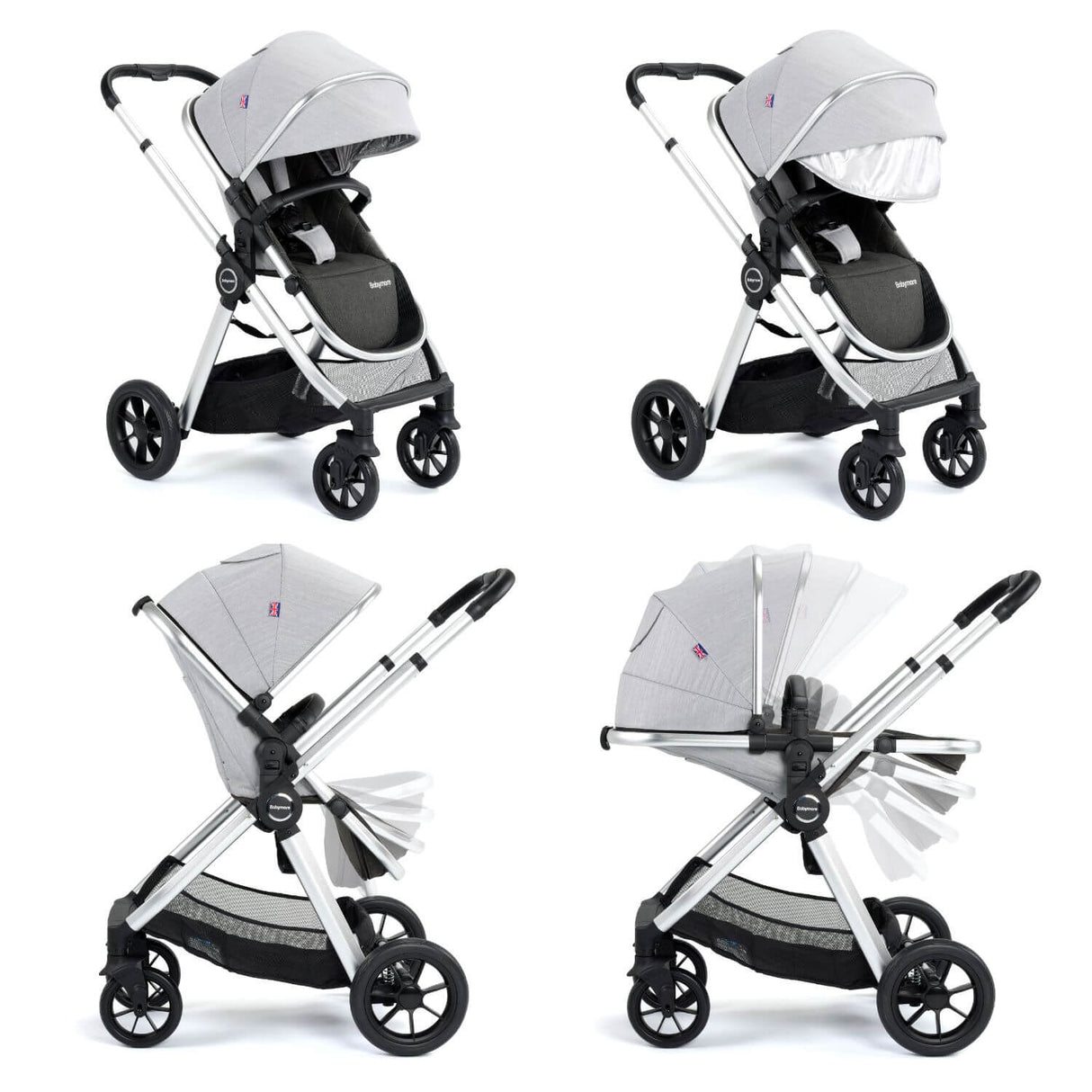 Babymore MeMore V2 Travel System + Pecan iSize Car Seat + ISOFIX Base