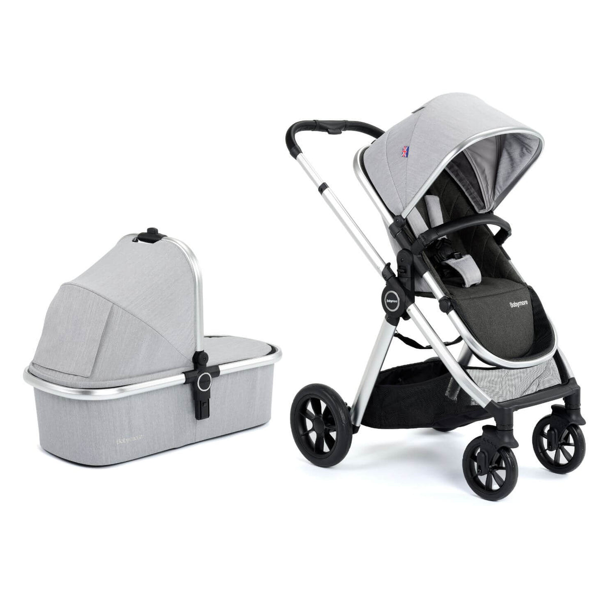 Babymore MeMore V2 Travel System + Pecan iSize Car Seat + ISOFIX Base
