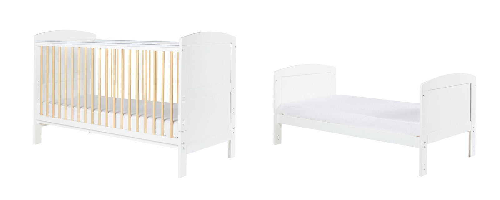 Ickle Bubba Coleby Scandi Cot Bed in cot mode and toddler bed mode