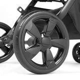 close up shot of wheels of Ickle Bubba Comet 3-in-1 Travel System with Astral Car Seat in Dusky Pink color
