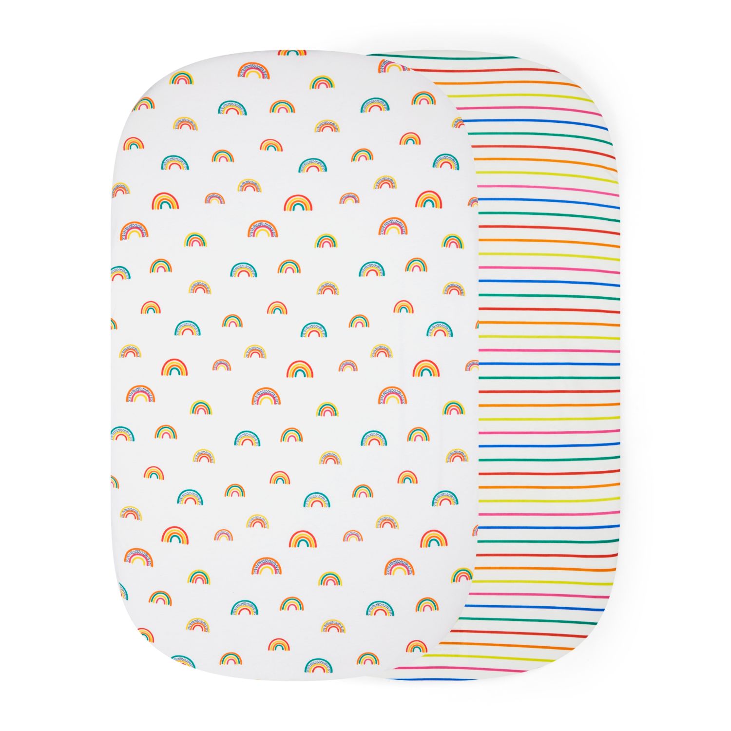 Ickle Bubba Crib Fitted Sheets (2 Pack) in Rainbow Dreams design