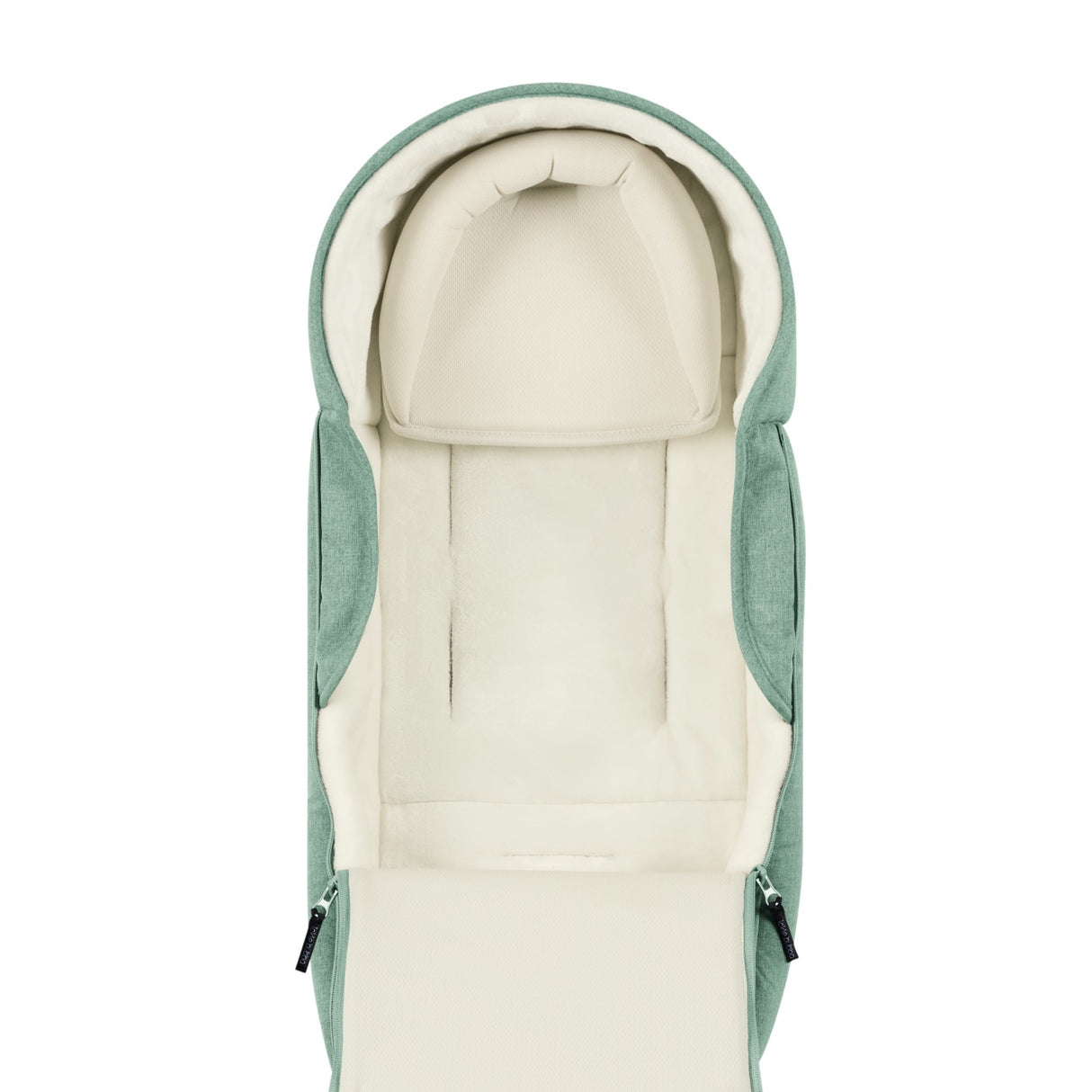 Closer shot of the head-hugging pillow of Ickle Bubba Newborn Cocoon in Sage Green colour