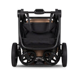 Front view of folded Venicci Claro pushchair seat in Caramel brown colour