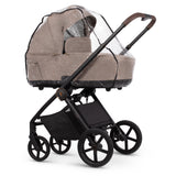 Venicci Claro 3-in-1 Complete Travel System in Almond colour with carrycot and rain cover attached