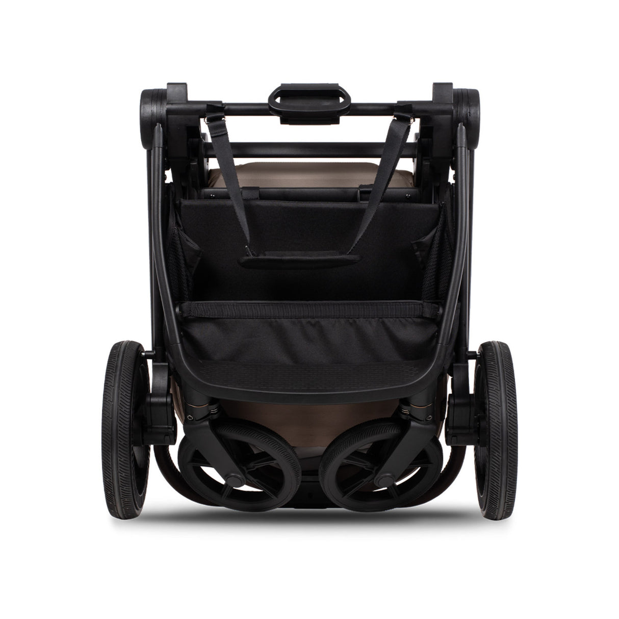 Folded frame of Venicci Claro 3-in-1 Complete Travel System in Almond colour