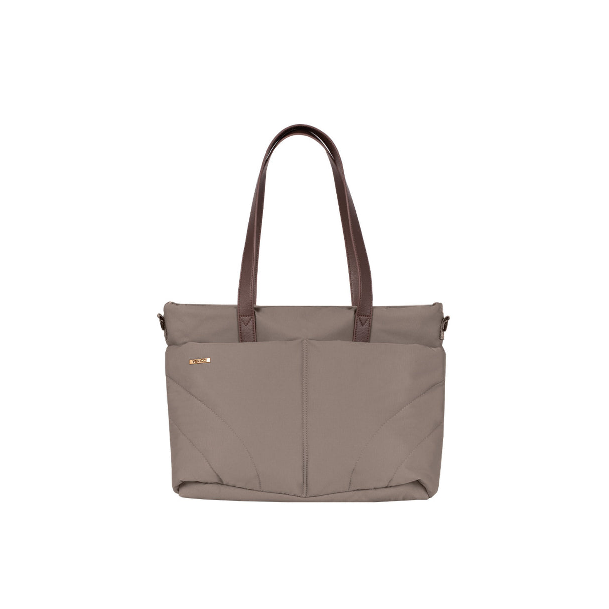 Diaper bag included in Venicci Claro 3-in-1 Complete Travel System bundle in Almond colour
