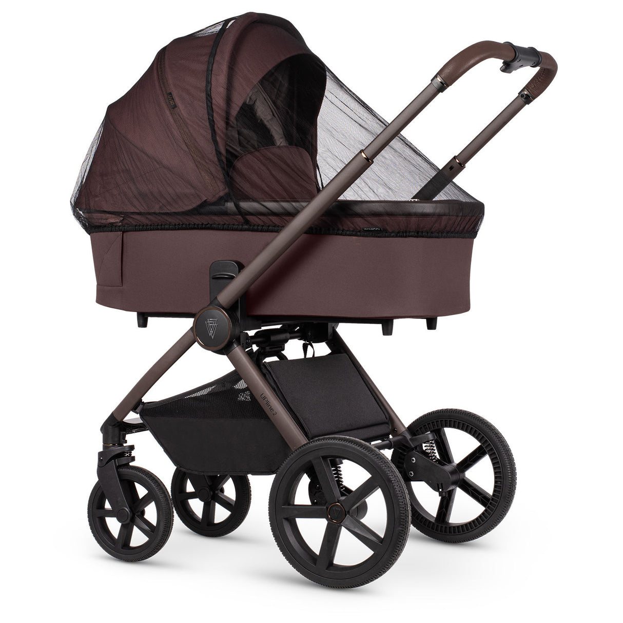 Venicci Upline 2 Special Edition (SE) 2-in-1 Pushchair in Burgundy colour with carrycot and mosquito net attached